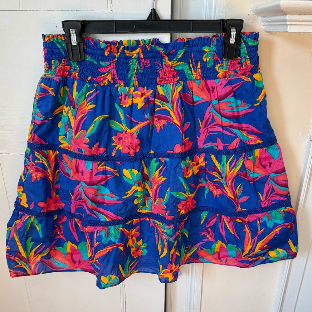 Vibrant J. Crew Cotton Floral Skirt Size M-L